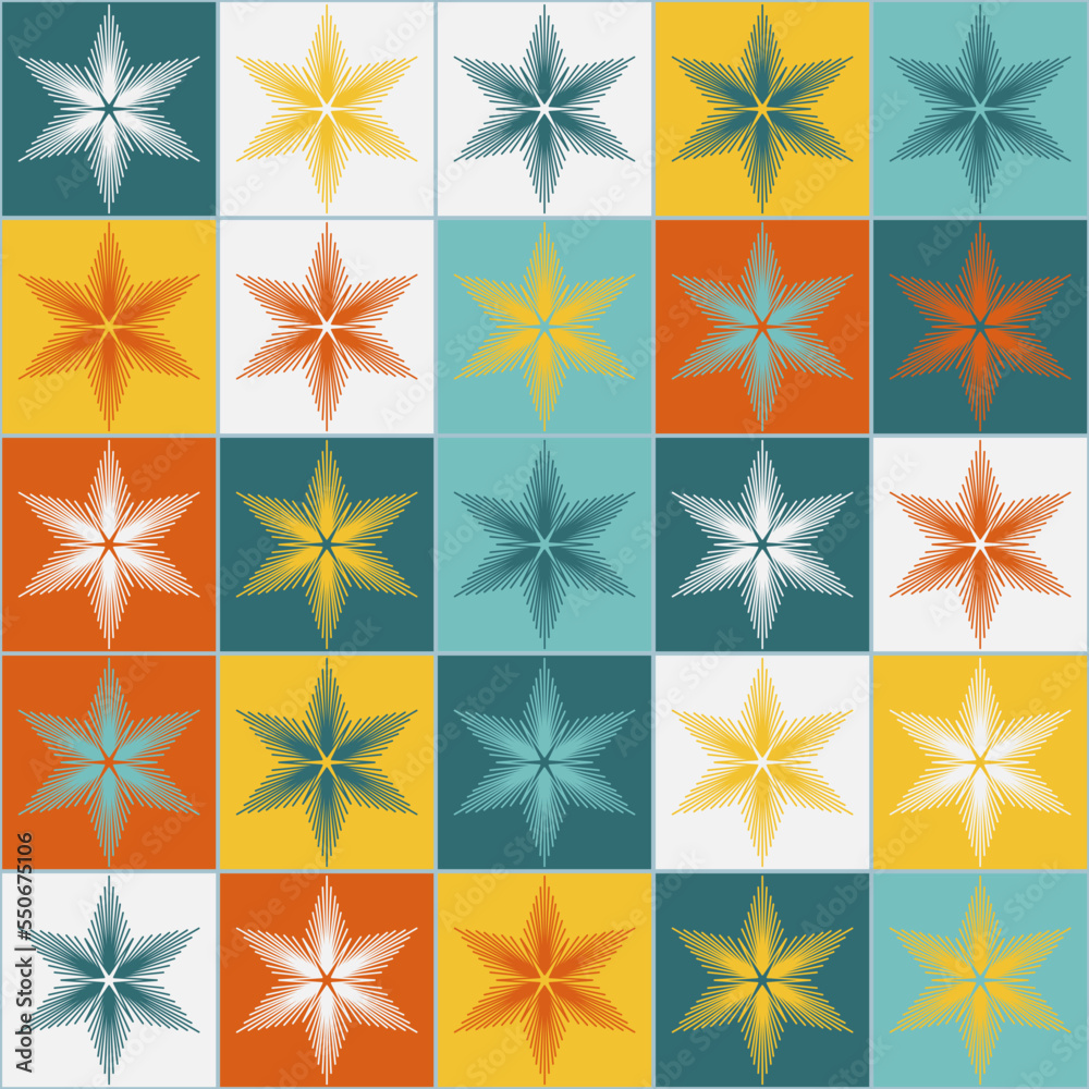 Green yellow orange white snowflake seamless pattern for christmas holiday decoration. christmas snow vector illustration Green yellow orange white snowflake seamless pattern for christmas holiday decoration. christmas snow vector illustration