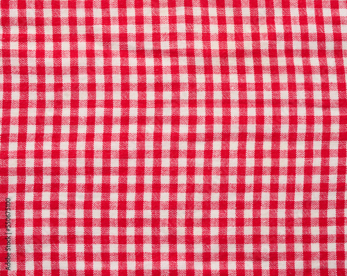 Cotton red-white kitchen towel, close up