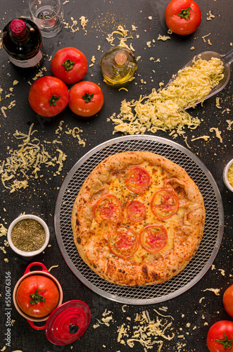 Fotos para cardápio pizzaria gourmet fundo de madeira, foodstyling gastronomia, fotografia de comida, pizzas artesanais photo
