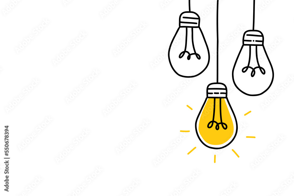 © Nikolai Titov - Background creative idea with hand drawn light bulbs and lines