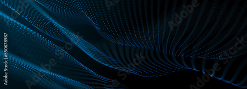 Abstract background with dynamic wave. Big data visualization. Technology background. 3D rendering.