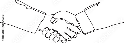 Business Handshake continuous line vector illustration