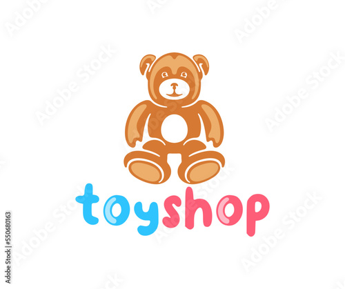 Toy bear and children's toy, teddy bear, animal, logo design. Soft toy, child, kindergarten, game and play, vector design and illustration © artsterdam