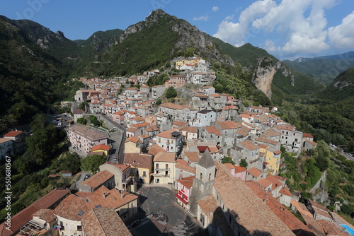 Orsomarso, Italy - August 5, 2022: The village that gives its name to the Orsomarso mountain range photo