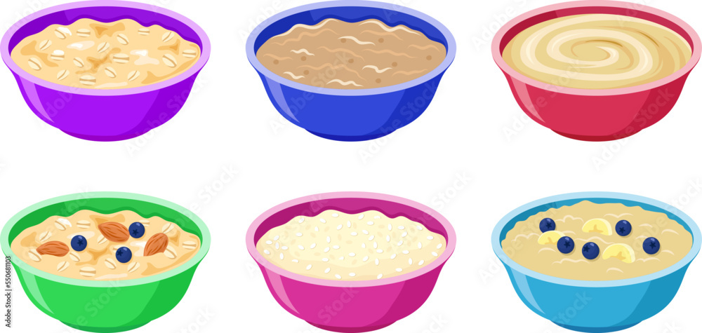 vector morning breakfast porridge in a bowl