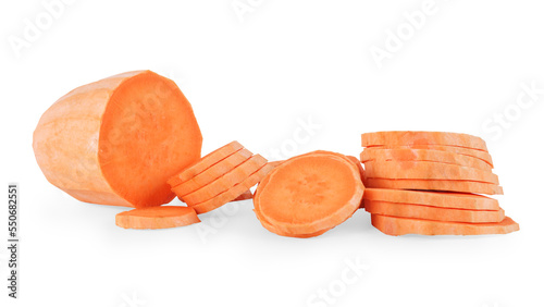 Sliced sweet potato isolated with clipping path photo