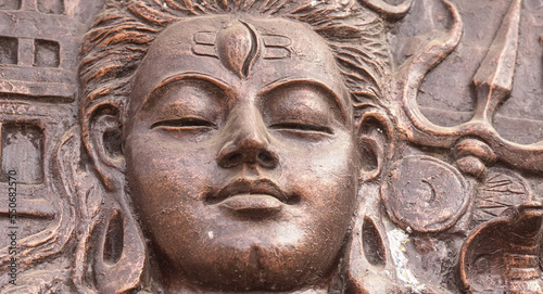 God Shiva face view and third eye