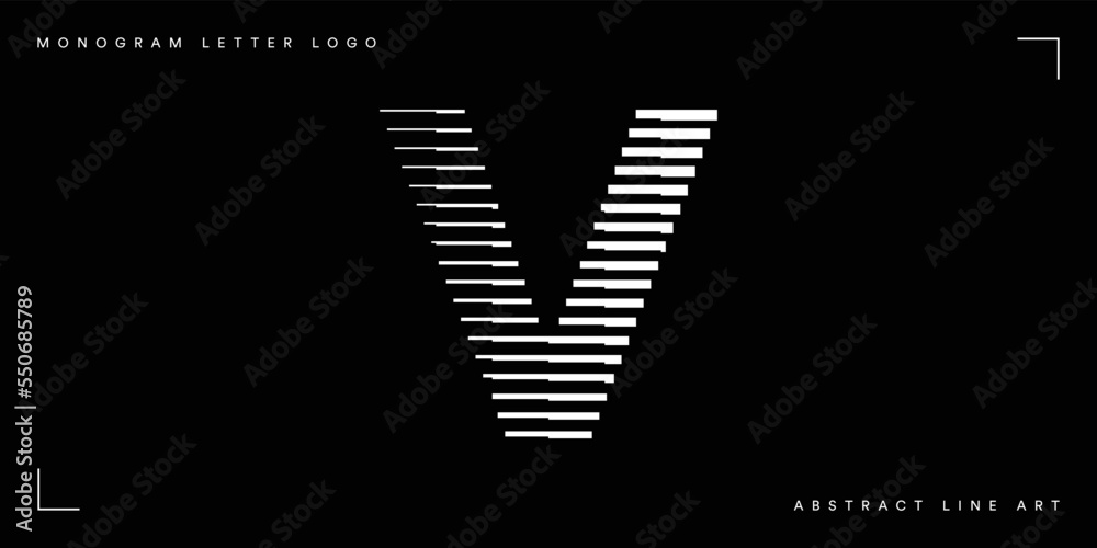 Letter V Abstract Stripes Line Logo