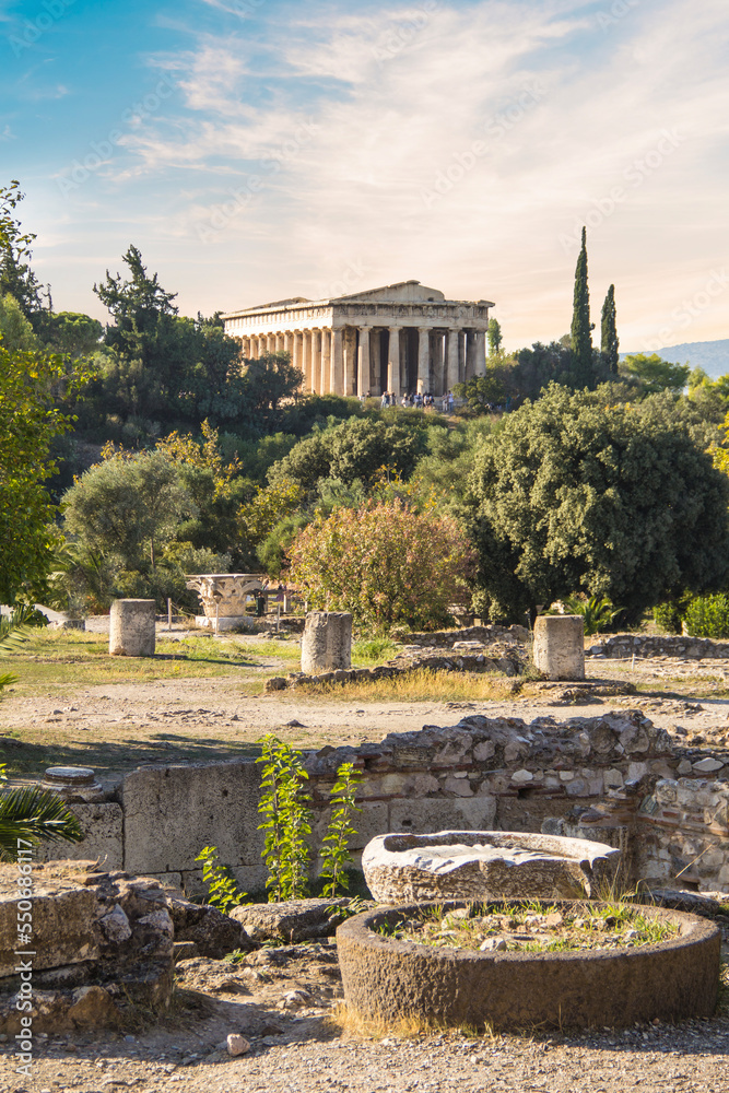 The Temple of Hephaestus in Athena Archegetis is situated west side of the Roman Agora, in Athens, Greece