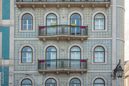 Traditional style Portuguese Building with balcony - Lisbon, Portugal