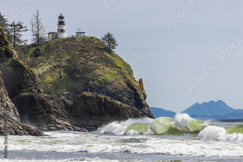 lighthouse and waves