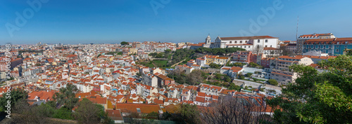 Panoramic aerial view of Lisbon city with Graca Convent and Church - Lisbon, Portugal