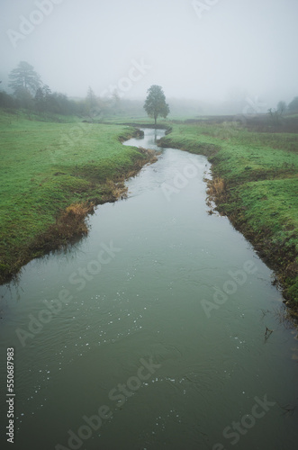Mist over the River Evenlode in Charlbury, Oxfordshire, UK