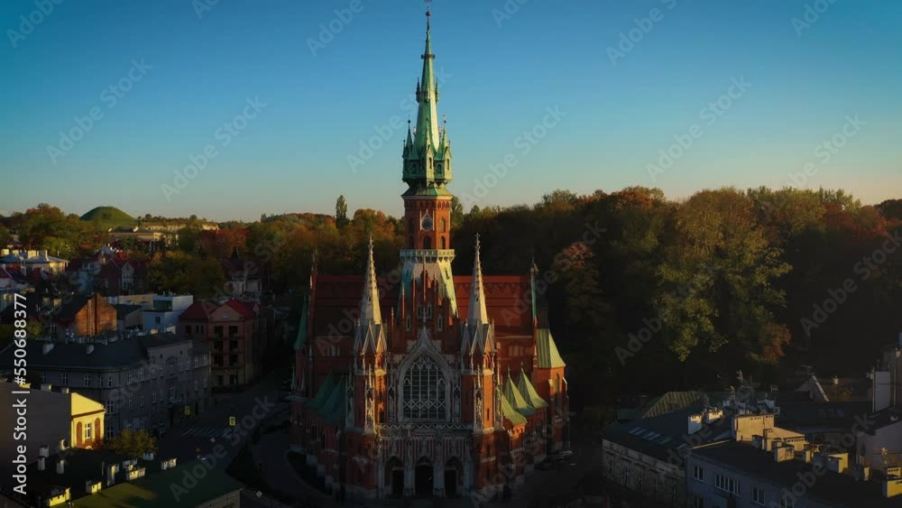 custom made wallpaper toronto digitalAerial view of St. Joseph's Church in Kraków, Poland. Autumn sunset.