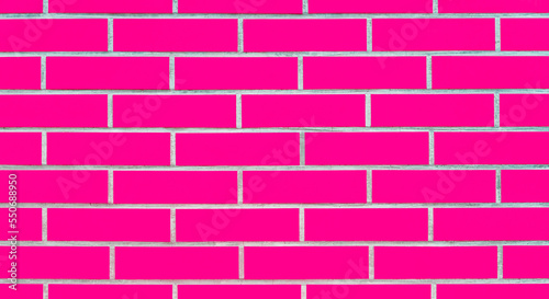 Pink brick wall texture with cement's straight lines. Concept glamor and fashion. Background closeup.