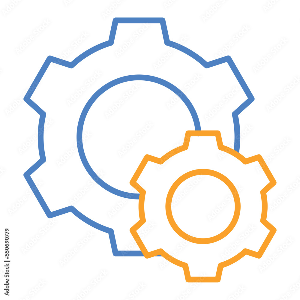 Gear Blue And Orange Line Icon