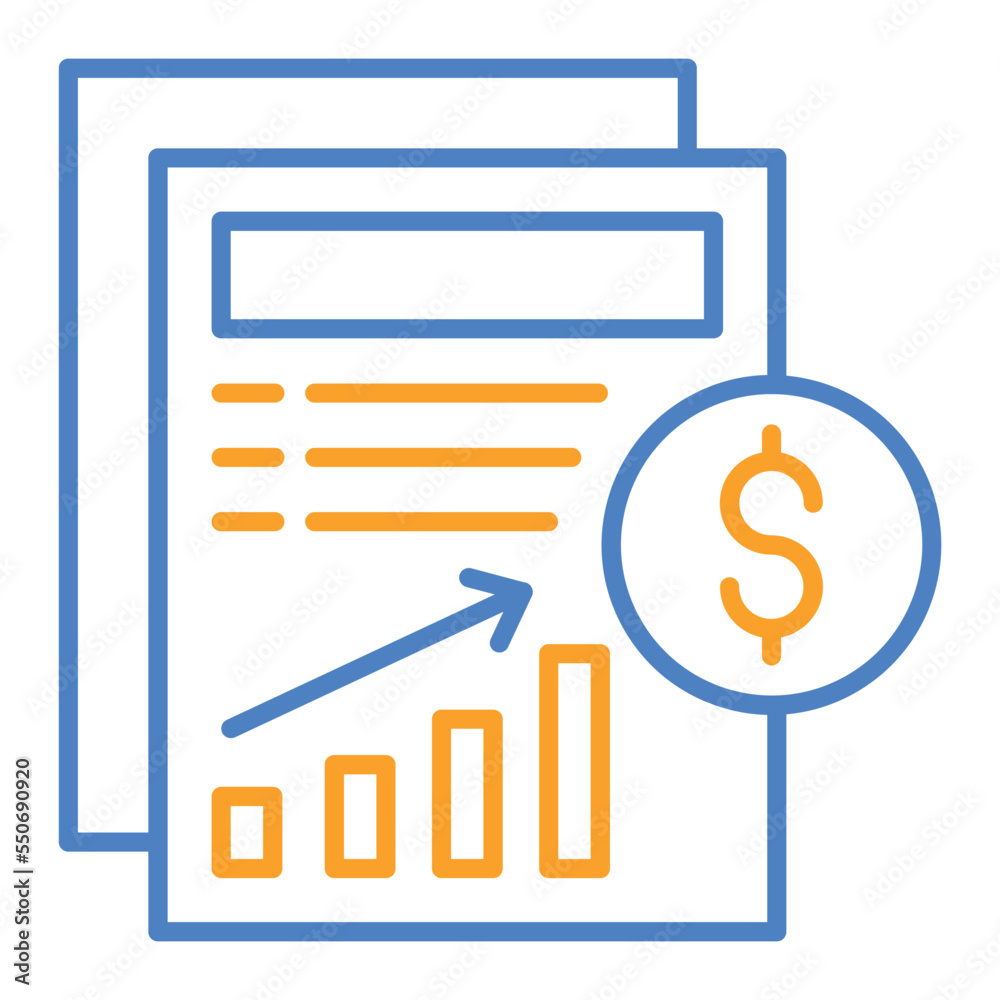 Profits Blue And Orange Line Icon Profits Blue And Orange Line Icon