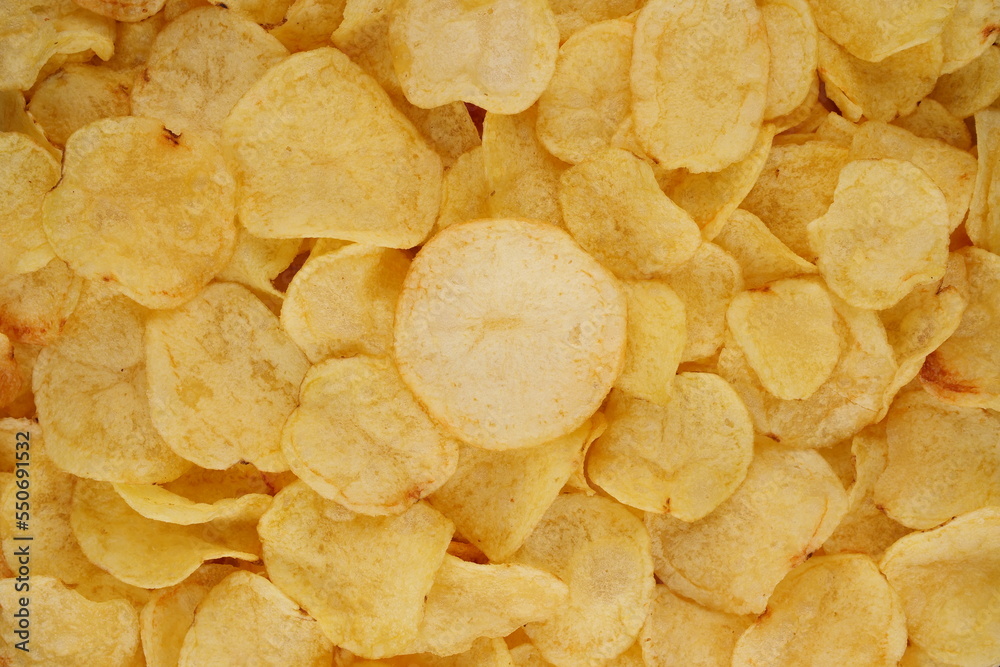 Snack Potato chips close up Snack Potato chips close up