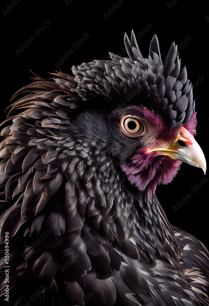 black chicken portrait
