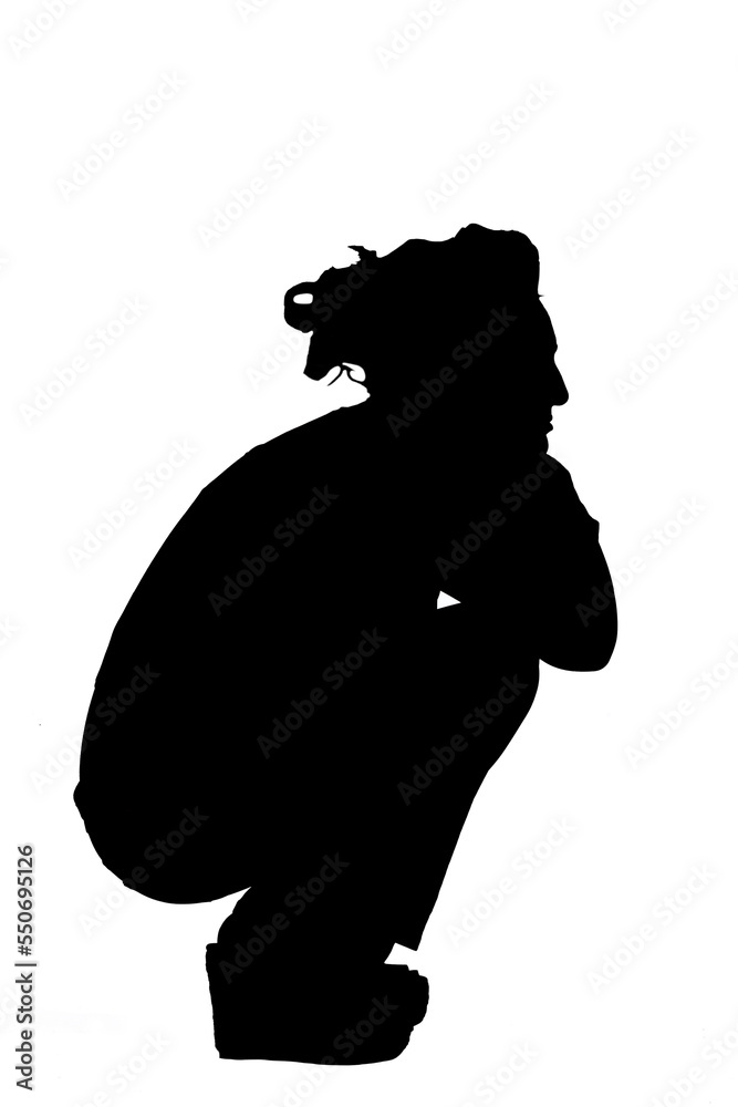 silhouette of awoman crouching on a white background silhouette of awoman crouching on a white background