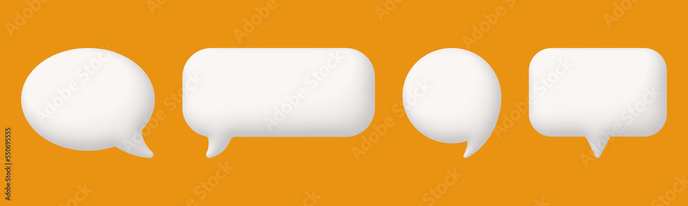 Set of 4 3d speech bubbles. Changeable color. Vector illustration. Set of 4 3d speech bubbles. Changeable color. Vector illustration.