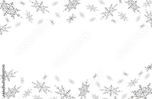 beautiful illustration of silvery snowflakes on a transparent background
