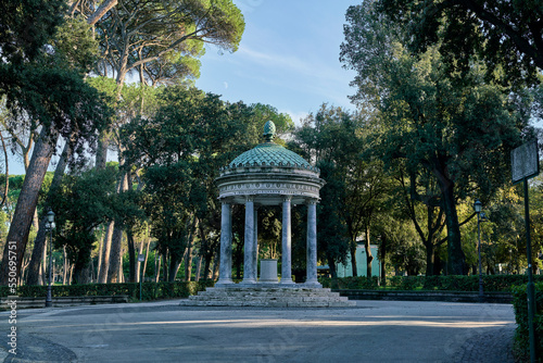 Tempio di Diana, neoclassical styled Monopteros at Villa Borghese city park in Rome, Italy