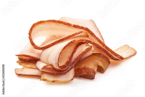 Smoked Pork meat  isolated on white background.