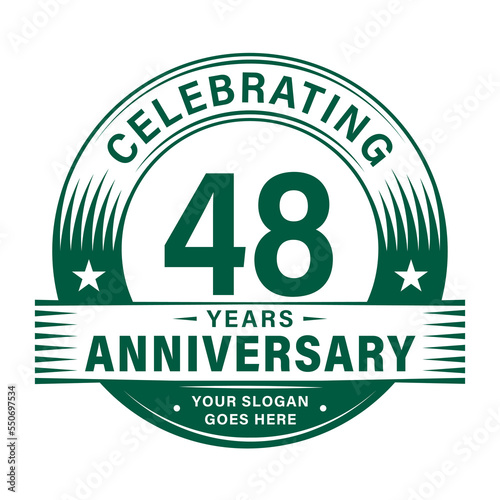 48 years anniversary celebration design template. 48th logo. Vector and illustrations. 
