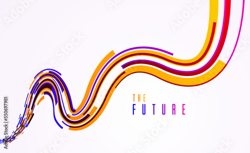 Science or technology vector abstract background, 3D dynamic lines in motion design element, futuristic template for ads or poster or cover. Futuristic design.