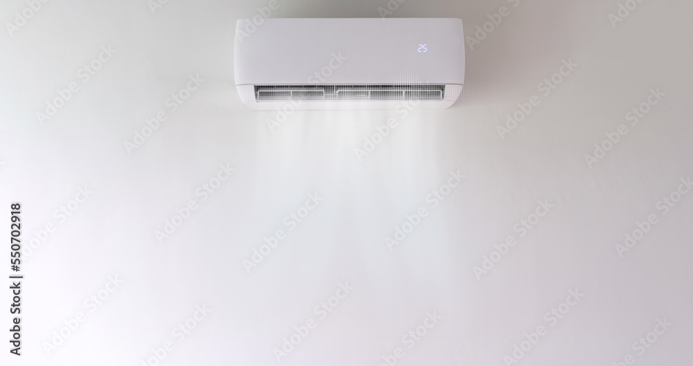 Air conditioner and wind flow on wall background Air conditioner and wind flow on wall background