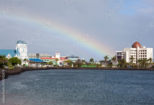 Apia Downtown And A Rainbow