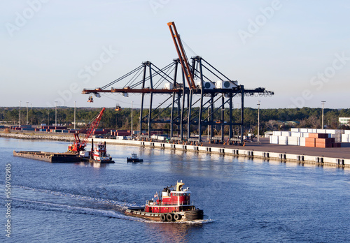 Jacksonville City Port And A Tugboat