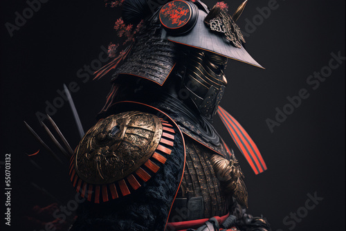 ancient samurai preparing for combat photo