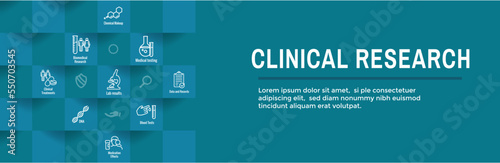 Clinical Research Icon Set and Web Header Banner