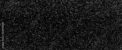 Snow, stars, fairy twinkling lights, rain drops on black background. Abstract vector noise. Small particles of debris and dust. Distressed uneven grunge texture overlay. 