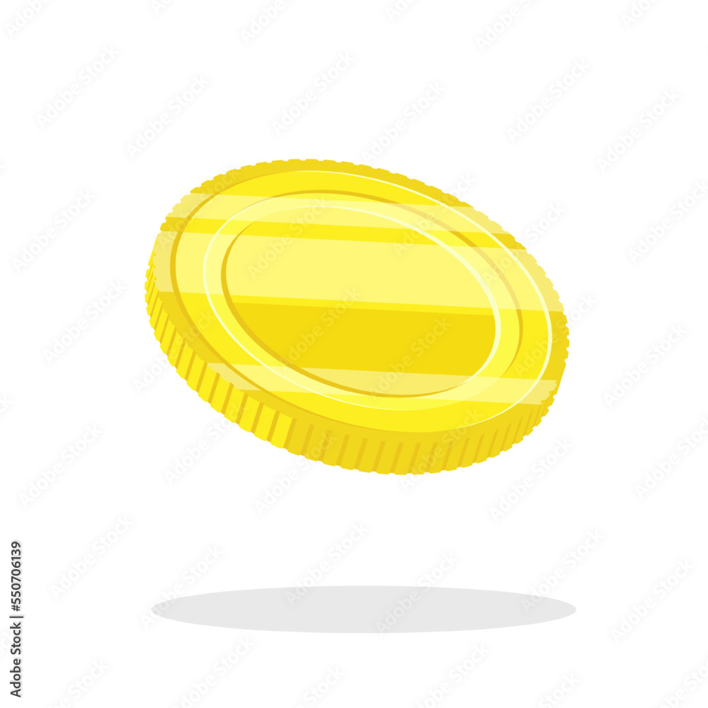 Gold coin sign. Vector illustration. Rotate coin isolated illustration ...