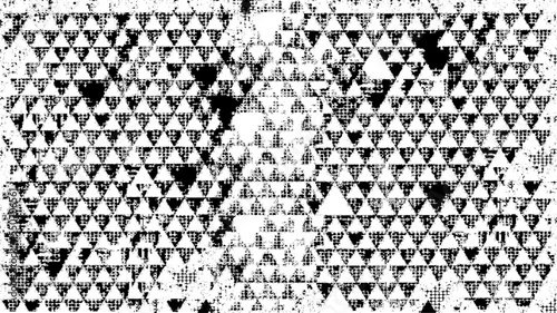 Rough, irregular texture composed of monochrome geometric elements. Overlay distressed grunge background. Abstract vector illustration. Isolated on white background. EPS10