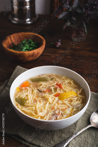 Noodle Soup with Vegetables and Duck Meat