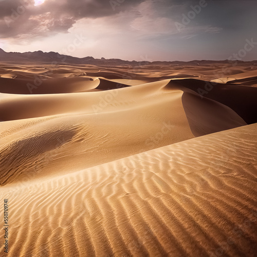Background with realistic sand dunes. Dry hot climate, arid environment concept.