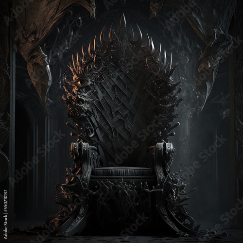 Majestic throne in the castle of darkness. Fototapet