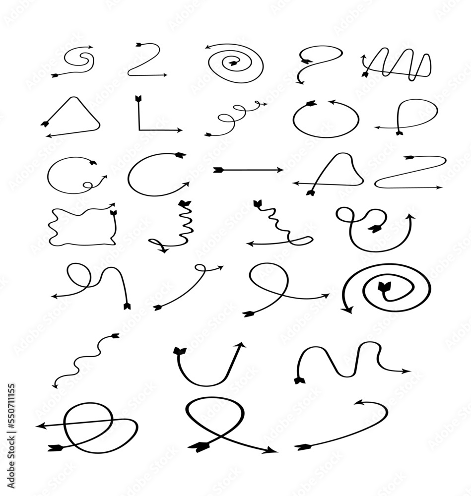 Set of various irregular vector arrows