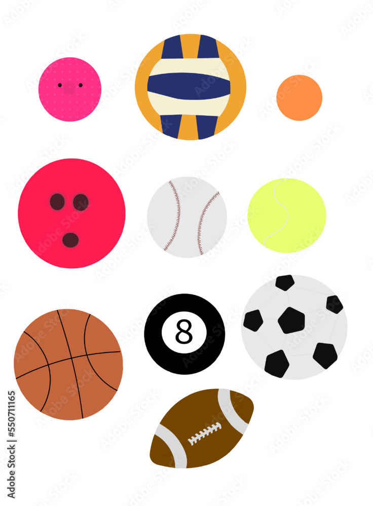 Various sports balls vector illustration