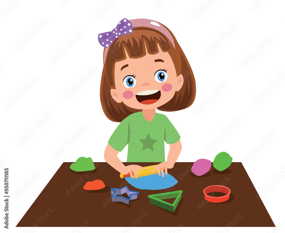 little kid play with toy clay plasticine little kid play with toy clay plasticine