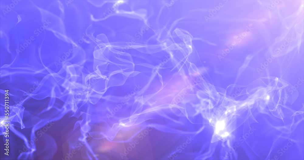 Abstract background of blue smoke in the rays of the sun, glowing beautiful waves from the air with particles of energy and magic