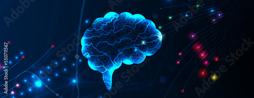 Quantum processing. Deep learning artificial intelligence. Future new technology  for business or science presentation