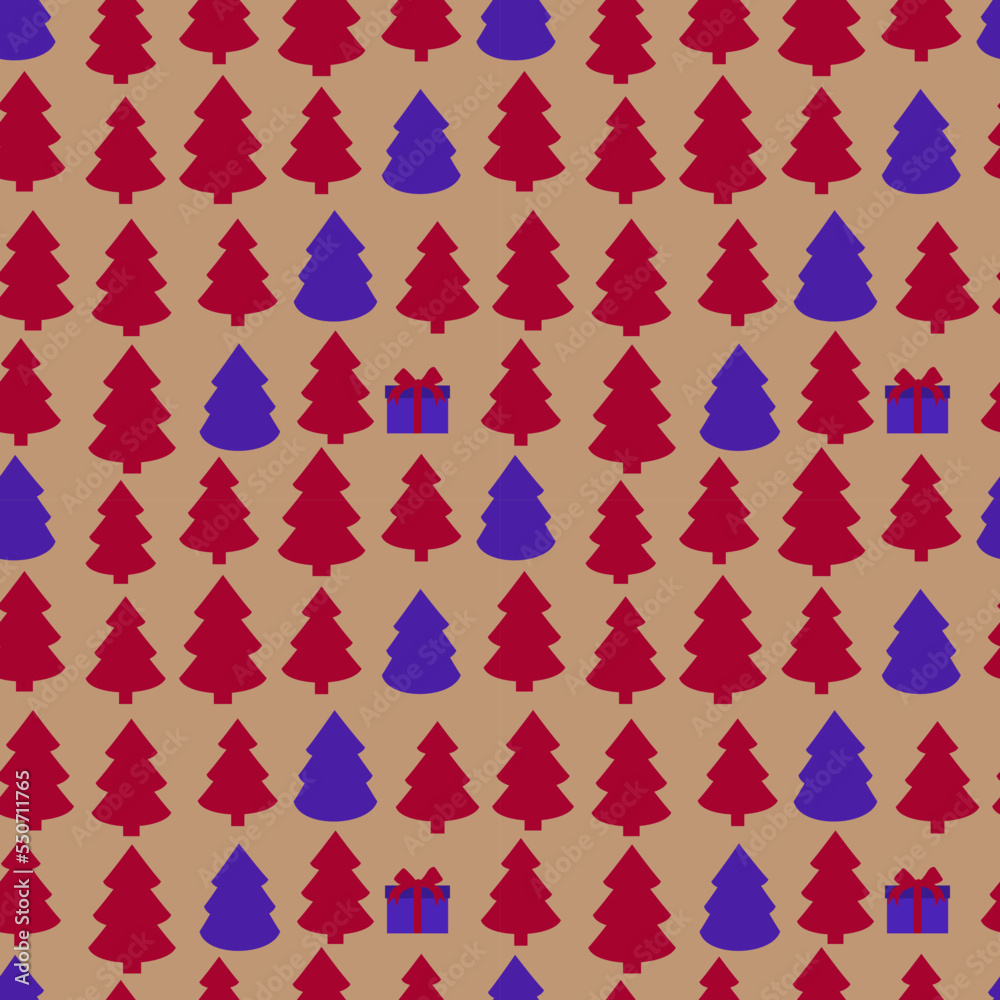 Set of Christmas and new year seamless pattern with Christmas tree and gifts. Set of Christmas and new year seamless pattern with Christmas tree and gifts.