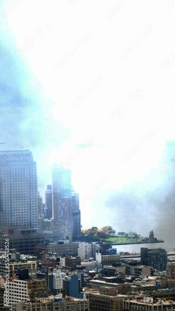 USA flag fly away and falling down against storm in New York.vertical video USA flag fly away and falling down against storm in New York.vertical video