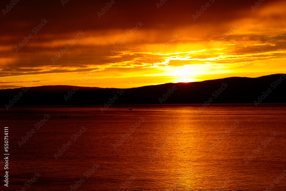 Amazing sunset on Lake Baikal. Olkhon Island, Russia Amazing sunset on Lake Baikal. Olkhon Island, Russia
