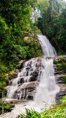 Beautiful Huai Sai Lueang waterfall in Inthanon National Park  Chiang Mai  Thailand